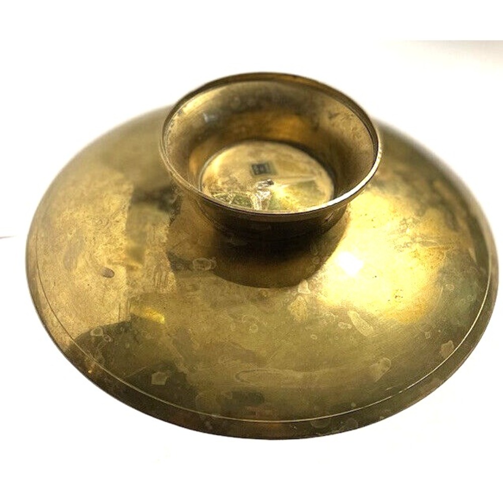 Deer in the Field Painted Enamel & Brass Pedestal Bowl 7 inches in diameter - Picture 4 of 4